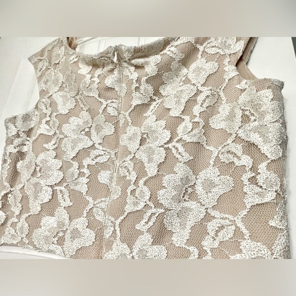 J. Taylor beautiful dress in white, beige & a bit of sparkle size 6 - Picture 5 of 8